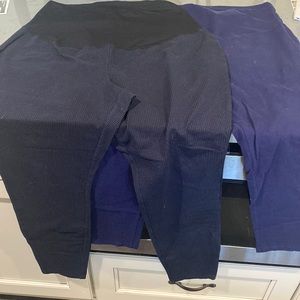 Full panel navy solid/ checkered leggings